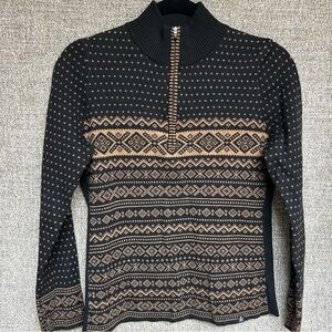Krimson Klover Quarter Zip Wool Blend Sweater Small Brown Black